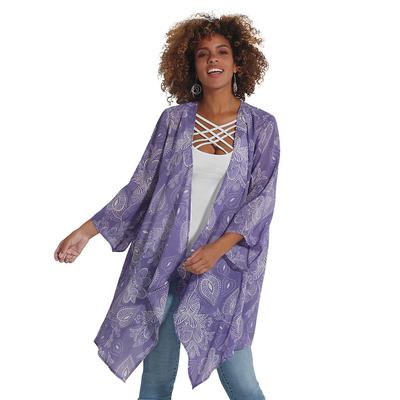 Masseys Sheer Kimono (Size L) Paisley Purple, Polyester