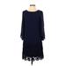 Tahari by ASL Casual Dress - Shift: Blue Dresses - Women's Size 2