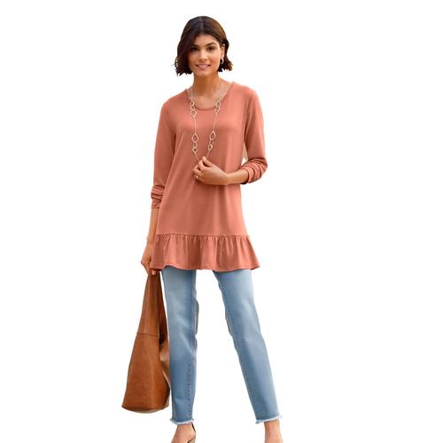 „Longshirt CLASSIC BASICS „“Shirt““ Gr. 44, orange (papaya) Damen Shirts Jersey“