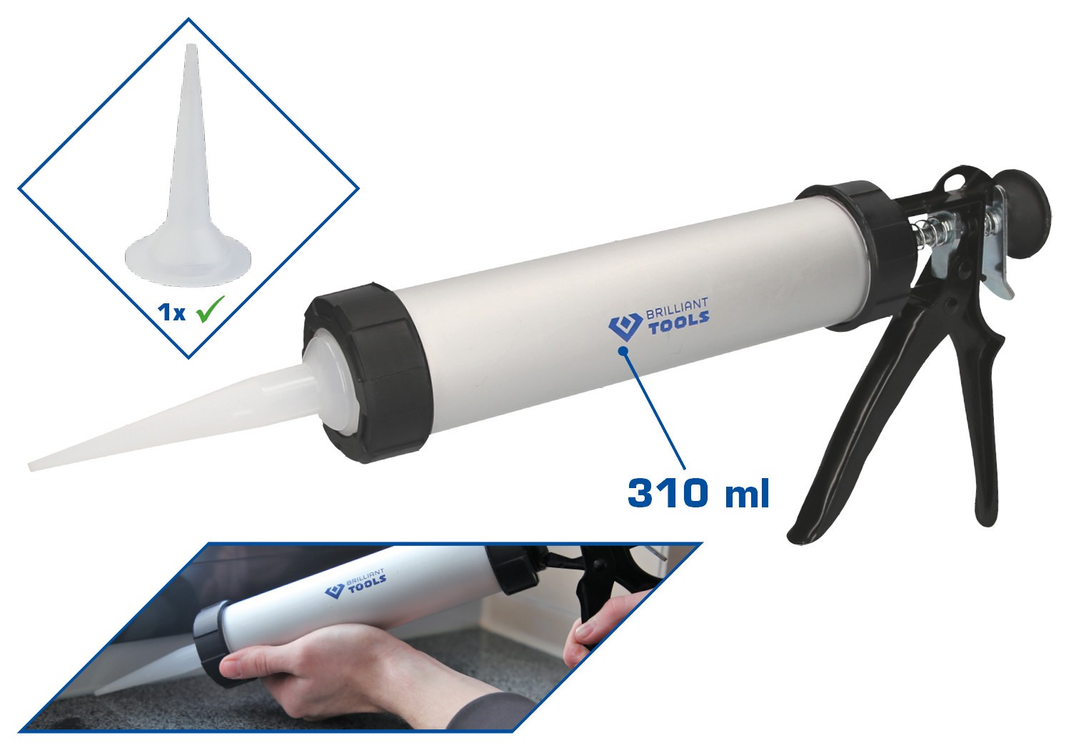 Brilliant Tools Kartuschen-Pistole, 310 ml Ausdrückpistole BT094901 Image