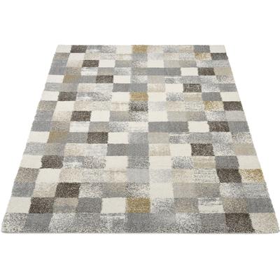 Teppich OCI DIE TEPPICHMARKE "NEW VILLA SQUARES", grau (grau, creme), B:200cm H:20mm L:250cm, Polypropylen, Teppiche, feine Karos, meliert, Wohnzimmer Image