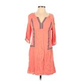 White Mark Casual Dress - A-Line V Neck 3/4 sleeves: Pink Print Dresses - Women's Size Small