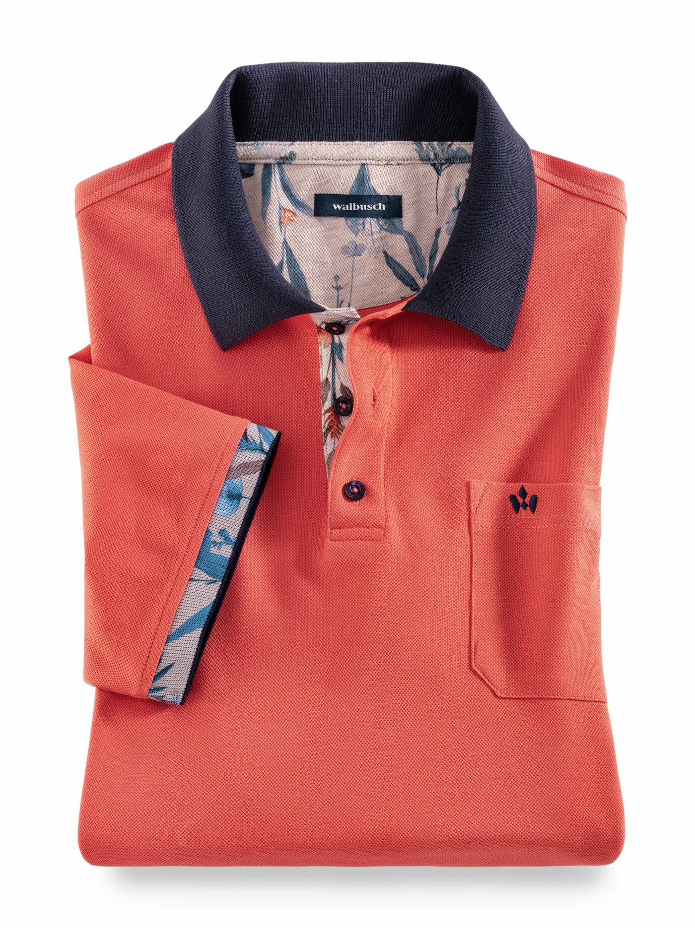 Walbusch Herren Pique Polo Beach Sorbets einfarbig Koralle