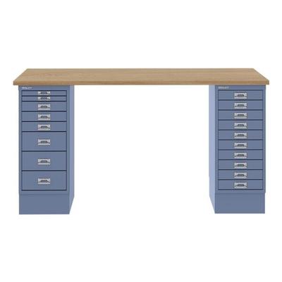 Bisley Schreibtisch »MultiRange« eichefarbene Platte mit 18 Schubladen blau, 140x74x60 cm Image