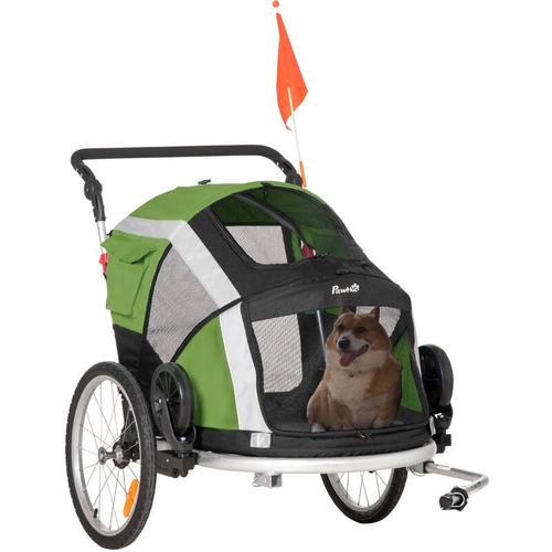 2-in-1 Hundeanhänger klappbar Haustier Fahrradanhänger Hundetransporter Hunde Fahrrad Anhänger