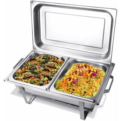 Bc-elec - F433-2 Speisenwärmer Buffetwärmer 2x GN1/2 bain marie mit Deckel, 60x37x29cm