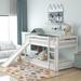 White Twin over Twin Bunk Bed Low Loft Bed with Convertible Slide and Ladder, 79.3''L*84.4''W*46.5''H, 92.5LBS