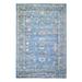 Shahbanu Rugs Ruddy Blue Hand Knotted Afghan Oushak with All Over Vines and Floral Pattern Natural Dyes Wool Rug (6'0" x 8'9")