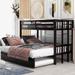 Espresso Twin over Pull-out Bed Wood Bunk Bed with Trundle