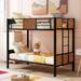 Twin-over-twin bunk bed modern style steel frame bunk bed with safety rail, built-in ladder for bedroom, dorm