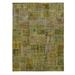 Shahbanu Rugs Green Overdyed Patchwork Vintage Persian Pure Wool Hand Knotted Oriental Rug (9'0" x 11'10") - 9'0" x 11'10"