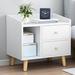 White Nightstand with Drawer Cabinet Storage with Shelf