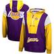 Men's Mitchell & Ness Purple/Gold Los Angeles Lakers Hardwood Classics Highlight Reel Windbreaker Half-Zip Hoodie Jacket