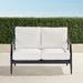 Trelon Aluminum Loveseat in Matte Black Finish - Cara Stripe Air Blue - Frontgate