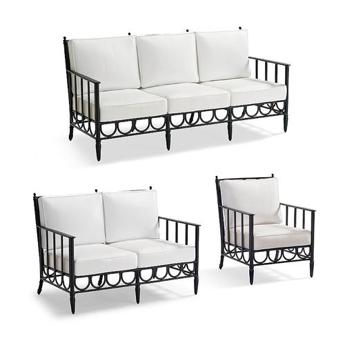 Lucien Seating Replacement Cushions - Loveseat, Stripe, Resort Stripe Glacier - Frontgate