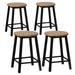 17.5 High Wooden Black Round Bar Stool with Footrest for Indoor and Outdoor