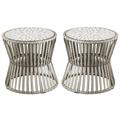 Home Square Round Wicker Outdoor Side Table in Gray - Set of 2