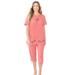 Plus Size Women's Knit Capri Sleep Set by Dreams & Co. in Coral Pink Flamingo (Size 2X)