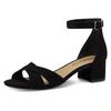 Sandalette TAMARIS, Damen, Gr. 39, schwarz, Textil, Veloursleder, unifarben, elegant, Schuhe, Blockabsastz, Sommerschuh, Riemchensandale mit Kreuzbandage