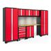 NewAge Products BOLD 3.0 Series Red 8-Piece Cabinet Set with Bamboo Top Backsplash and LED Lights