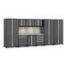 NewAge Products PRO 3.0 Series Grey 10-Piece Cabinet Set with Stainless Steel Top Slatwall and LED Lights