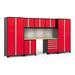 NewAge Products PRO 3.0 Series Red 8-Piece Cabinet Set with Bamboo Top, Slatwall and LED Lights