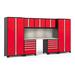 NewAge Products PRO 3.0 Series Red 8-Piece Cabinet Set with Stainless Steel Top Slatwall and LED Lights