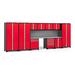 NewAge Products PRO 3.0 Series Red 12-Piece Cabinet Set with Stainless Steel Tops and Slatwall