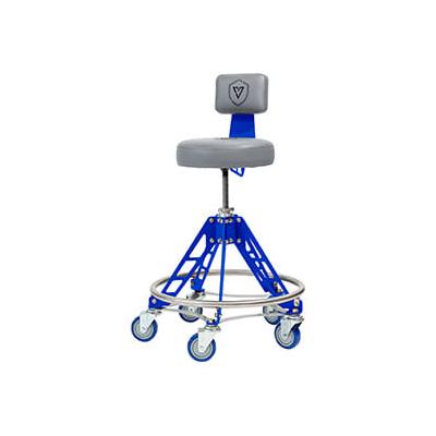 Vyper Chair Elevated Steel Max Shop Stool (Grey Seat, Blue Frame, Blue Casters)
