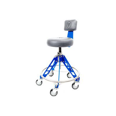 Vyper Chair Elevated Steel Max Quick Height Stool (Grey Seat, Blue Frame, Black Casters)