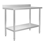 vidaXL 47.2" x 23.6" Stainless Steel Work Table with Backsplash