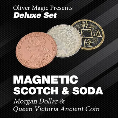 Ensemble de tours de magie magnétiques de luxe Scotch & Soda Morgan Dollar et Queen Victoria