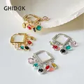 Ghidbk-Boucles d'oreilles Dainty Confrontal Rainbow pour femmes Boucles d'oreilles créoles Or