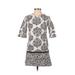 Patrick Robinson for Target Casual Dress - Shift V Neck 3/4 sleeves: Brown Floral Dresses - Women's Size X-Small