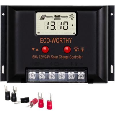 Eco-worthy - 12V/24V 60A Solar-Laderegler mit LCD-Display für SLA/GEL/LI/FLD-Batterien,