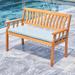 Outdoor Teak Wood Garden Patio Bench with Armrests and Backrest