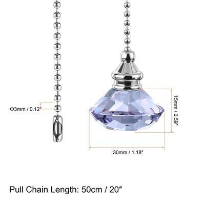 20 Inch Ceiling Fan Pull Chain Extension Crystal Diamond Pendant 2Pcs