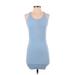 Pink Lily Casual Dress - Bodycon Scoop Neck Sleeveless: Blue Print Dresses - Women's Size Small