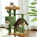 Pefilos Cat Tree 35 Inches Cactus Cat Tower with Sisal Covered Scratching Post Cozy Condo Cat Condo for Multiple Cats Plush Perches and Climbing Ladder for Indoor Cats Green