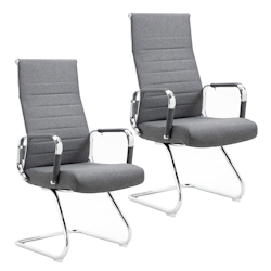 SVITA OFFICE COMFORT 2x Besucherstuhl Stoff Freischwinger mit Armlehne Dunkelgrau Image