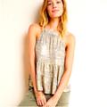 Anthropologie Tops | Anthropologie Becca Gold Metallic Tiered Babydoll Top Sleeveless | Color: Gold/Red | Size: Xs