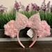 Disney Accessories | Disney Parks 2023 Valentines Pink Rosebud White Hearts Minnie Ears Headband | Color: Pink | Size: Os