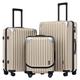 LEVEL8 Suitcase Set of 3, Carry-on Suitcase Travel Luggage ABS+PC Hardshell Spinner Trolley for Business Suitcase Luggage with Double TSA Locks (Champagne, 36L/68L/104L,3 Pcs Set)