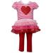 Bonnie Jean Baby Toddler and Little Girl s Valentine s Day Pink and Red Heart Tunic Shirt and Leggings Set (12 Months Red)