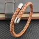 Bracelet en cuir fait à la main personnalisé pour homme acier inoxydable aimant style simple
