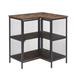 L-shaped Corner Cabinet with Doors and Storage Shelves, Free-Standing 3-tier End Table