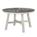 48 Inch Round Dining Table, 2 Tone Dark Veneer Top, Crisp White Base