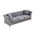 Elegant Chesterfield Design 3 Seat Bench Velvet Loveseat Modern Living Room Sofa Couch with Metal Legs & Scroll Arms