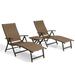Crestlive Products Brown Outdoor Folding Patio Chaise Lounge Chair Aluminum Recliners and Table Set