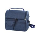 xiuh great quality multi color custom size handle 420d polyester nylon double compartment cooler bag for lunch navy